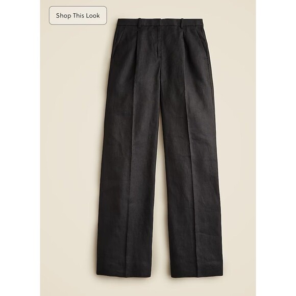 J. CREW Essential Wide Leg Linen Pants Size 16 Black NEW Casual Coastal BW528